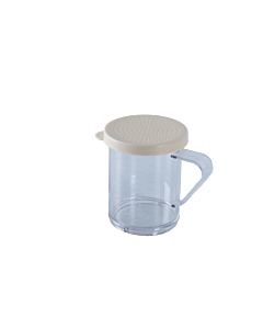 Omcan 10 oz. Polycarbonate Dredge with Beige Lid & 8 mm Hole for Coarsely Ground Products - USA