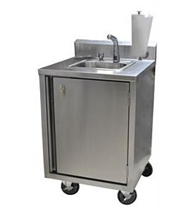 BK Resources MHS-2424-H-JET Portable Hand Sink with Soap Dispenser and Electric Sensor Hot Water Faucet