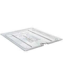 Cambro 40CWCHN135 1/4 Size Food Pan Lid with Handle and Spoon Notch - Camwear - Polycarbonate - Clear - CA