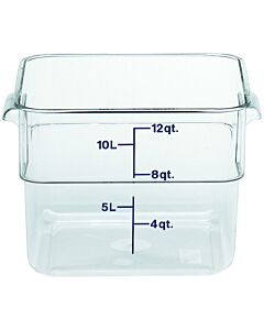 Cambro 12 Qt Food Storage Container - Square - Camwear - Polycarbonate - Clear - 12SFSPROCW135 - CA