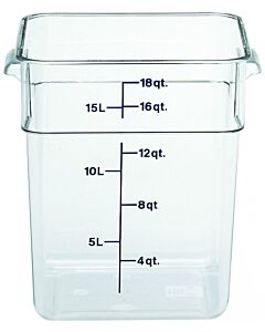 Cambro 18 qt Food Storage Container - Square - Camwear - Polycarbonate - Clear - 18SFSPROCW135 - CA