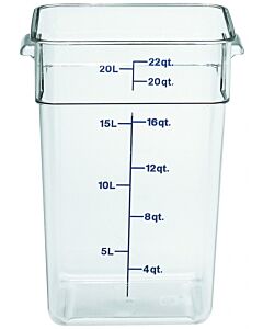 Cambro 22 qt Food Storage Container - Square - Camwear - Polycarbonate - Clear - 22SFSPROCW135 - CA