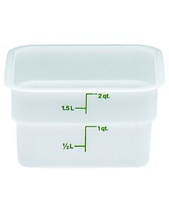 Cambro 2 qt Food Storage Container - Square - Camwear - Poly - White - 2SFSP148 - CA