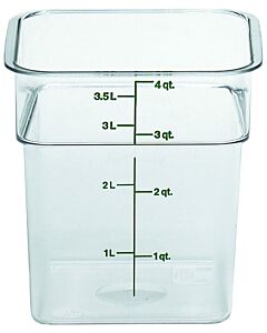 Cambro 4 qt Food Storage Container Square Camwear -Poly Clear 4SFSPROCW135 - CA