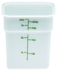 Cambro 4 qt Food Storage Container - Square - Camwear - Poly - White - 4SFSP148 - CA