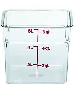 Cambro 6 qt Food Storage Container Square Camwear Poly-Clear 6SFSPROCW135 - CA