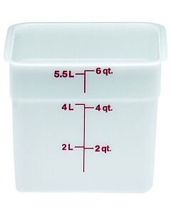 Cambro 6 qt Food Storage Container - Square - Camwear - Poly - White - 6SFSP148 - CA