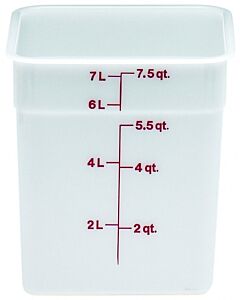 Cambro 8 qt Food Storage Container - Square - Camwear - Poly - White - 8SFSP148 - CA