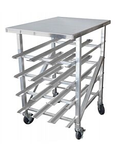 Omcan Can Rack, 4 Layers All Welded With Casters