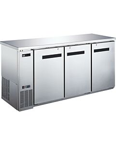 EFI CBBSDR3-72CC 72” Stainless Steel Back Bar Refrigerator with 3 Solid Doors, 115V