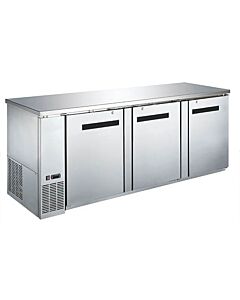 EFI CBBSDR3-90CC 90” Stainless Steel Back Bar Refrigerator with 3 Solid Doors, 115V