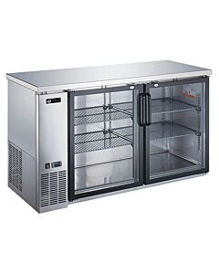 EFI CBBSGD2-60CC 60" Stainless Steel Back Bar Refrigerator with 2 Swing Glass Doors, 115V