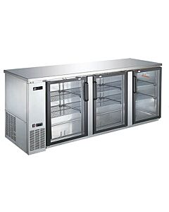 EFI CBBSGD3-90CC 90” Stainless Steel Back Bar Refrigerator with 3 Swing Glass Doors, 115V