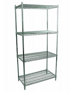  Zanduco 24" Depth Heavy Duty Commercial Chrome Shelf Set, Shelves & Posts with Levelers - NSF