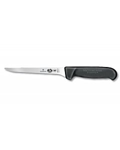 Victorinox 5.6413.15-X6 6" Straight Narrow Flexible Blade Boning Knife with Black Fibrox Handle