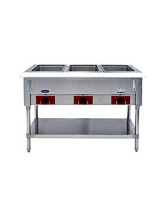 Atosa CSTEA-3C 44" Open Well Electric Steam Table with 3-Pan, Undershelf, and Cutting Board - 120V - CA