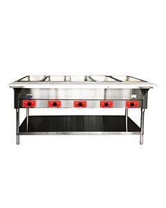 Atosa CSTEB-5C 72.5" Open Well Electric Steam Table with 5-Pan, Undershelf, and Cutting Board - 240V - CA
