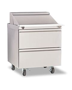 Delfield D4432NP-12M 32" Mega Top Salad Prep Table with Two Drawers (12) 1/6 size pan capacity 10.1 cu. Ft. -115V/60V/1 - USA