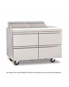 Delfield D4448NP-12M 48" Mega Top Salad Prep Table with Four Drawers (12) 1/6 size pan capacity 16 cu. Ft. - 115V/60/1