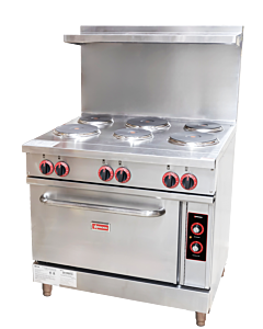 Omcan 36" Commercial Electric Range with 6 Burner and Standard Oven - 208V, 18kW, 3Ph - CA