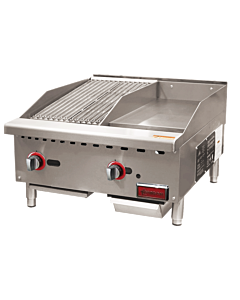 Omcan 24" Countertop Natural Gas Combination Charbroiler and Griddle Combo - 65,000 BTU