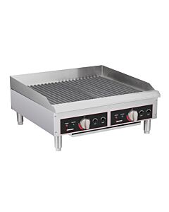 Omcan 24" Electric Charbroiler with Grill and Griddle Plates - 240V, 2 x 3.6kW - USA