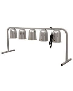 Omcan 5-Bulb Commercial Silver Portable Heat Lamp, 5 x 250W - 110V