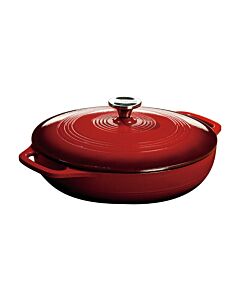Lodge EC3CC43 3.6 Qt. Essential Enamel Cast Iron Casserole with Cover - Red