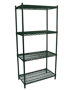 Zanduco 24" x 48" x 72" Heavy Duty Commercial Dark Green Epoxy Shelf Set (4) Shelves & (4) Posts With Levelers - NSF - USA