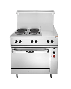 Vulcan EV36S-4FP12G Endurance Series 36" Electric Range with 4 French Plates, 12" Right Griddle, and Standard Oven - 208/240/480V