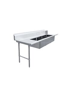 Zanduco 108" Left Side Soiled Dish Table with Three Sinks