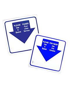 Omcan Shopping Basket Sign - English, French, Spanish