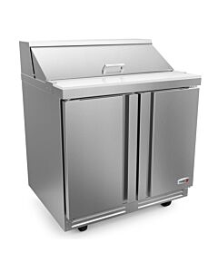 Fagor FST-36-10-N 36" Sandwich/Salad Prep Table with 10 Pans & 10"Cutting Board, 13 Cu. Ft. - 115V - USA