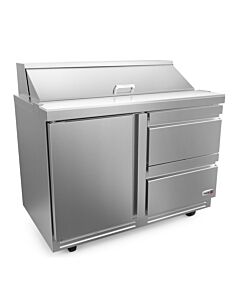 Fagor FST-48-12-D2-N 48 inch Sandwich/Salad Prep Table with 1 Door, 2 Drawers, 12 Pans & 10 inch Cutting Board, 16.7 Cu. Ft. – 115V