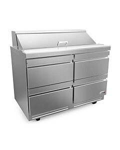 Fagor FST-48-12-D4-N 48 inch Sandwich/Salad Prep Table with 4 Drawers, 12 Pans & 10 inch Cutting Board, 16.7 Cu. Ft. – 115V