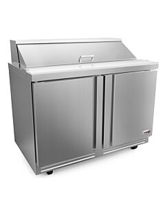 Fagor FST-48-12-N 48" Sandwich/Salad Prep Table with 12 Pans & 10" Cutting Board, 16.7 Cu. Ft. – 115V - USA