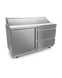 Fagor FST-60-16-D2-N 60 inch Sandwich/Salad Prep Table with 1 Door, 2 Drawers, 16 Pans & 10 inch Cutting Board, 20.5 Cu. Ft. – 115V