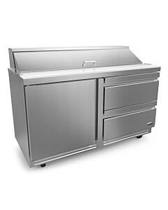 Fagor FST-60-16-D2-N 60 inch Sandwich/Salad Prep Table with 1 Door, 2 Drawers, 16 Pans & 10 inch Cutting Board, 20.5 Cu. Ft. – 115V