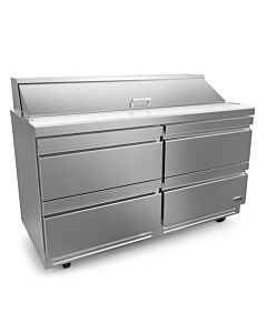 Fagor FST-60-16-D4-N 60 inch Sandwich/Salad Prep Table with 4 Drawers, 16 Pans & 10 inch Cutting Board, 20.5 Cu. Ft. – 115V