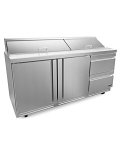 Fagor FST-72-18-D2-N 72 inch Sandwich/Salad Prep Table with 2 Doors, 2 Drawers, 18 Pans & 10 inch Cutting Board, 25.5 Cu. Ft. – 115V