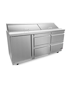 Fagor FST-72-18-D4-N 72 inch Sandwich/Salad Prep Table with 1 Door, 4 Drawers, 18 Pans & 10 inch Cutting Board, 25.5 Cu. Ft. – 115V