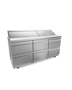 Fagor FST-72-18-D6-N 72 inch Sandwich/Salad Prep Table with 6 Drawers, 18 Pans & 10 inch Cutting Board, 25.5 Cu. Ft. – 115V