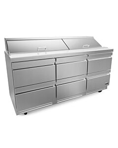 Fagor FST-72-18-D6-N 72 inch Sandwich/Salad Prep Table with 6 Drawers, 18 Pans & 10 inch Cutting Board, 25.5 Cu. Ft. – 115V