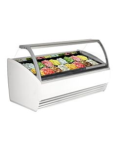 Frost Tech BS12-GF 45.5" Curved Front Glass Gelato Display Case, Front and Side Glasses with Heaters - 12 Pans, 220V - CA