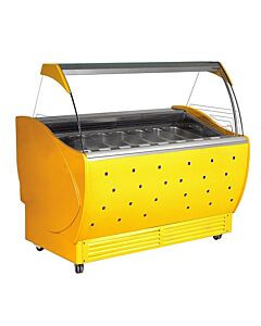 Frost Tech CR7-GF 42" Curved Front Glass Gelato Display, Side Glasses with Heaters - 7 Pans, 115V - CA