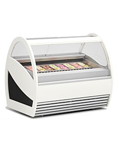 Frost Tech SR12-GF 46.5" Curved Front Glass Gelato Display Case, Front and Side Glasses with Heaters - 12 Pans, 220V - CA