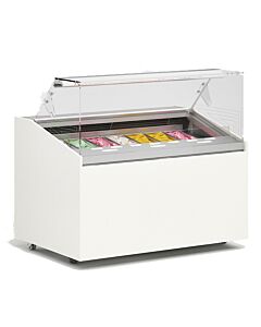 Frost Tech CR10-SGF 54" Square Front Glass Gelato Display, Side Glasses with Heaters - 10 Pans, 115V - USA