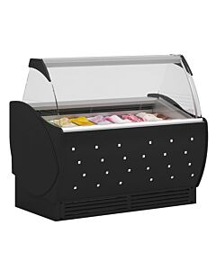 Frost Tech CR10-GF 55" Curved Front Glass Gelato Display, Side Glasses with Heaters - 10 Pans, 115V - CA