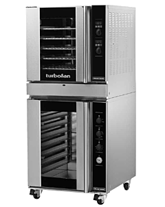 Turbofan G32D5/P8M Full Size Sheet Pan Digital/Gas Convection Oven Double Stacked on an 8-Tray Manual/Electric Proofer/Holding Cabinet