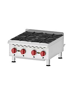 Zanduco Countertop Stainless Steel Gas Hot Plate with 4 Burners Natural Gas with Propane Conversion Kit - 88,000 BTU